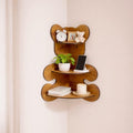 Qukwilaa Wooden Corner wall Shelf for Living Room & Kids Bedroom,Stylish Teddy Bear Shape Stand for Book & Home Decoration Rack 