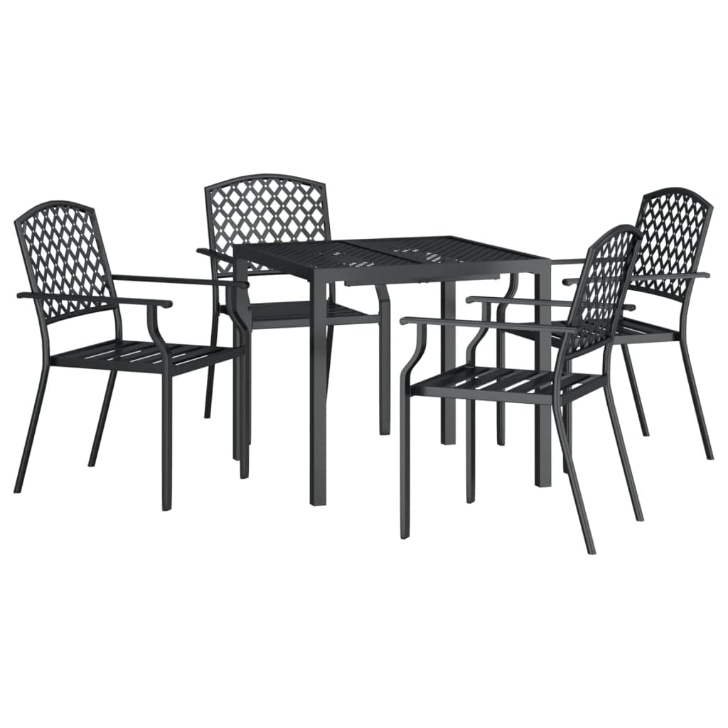 vidaXL Garden Dining Set 5 Piece, Dining Table and Armchairs for Patio Terrace, Outdoor Dinner Set, Modern Style, Anthracite Ste