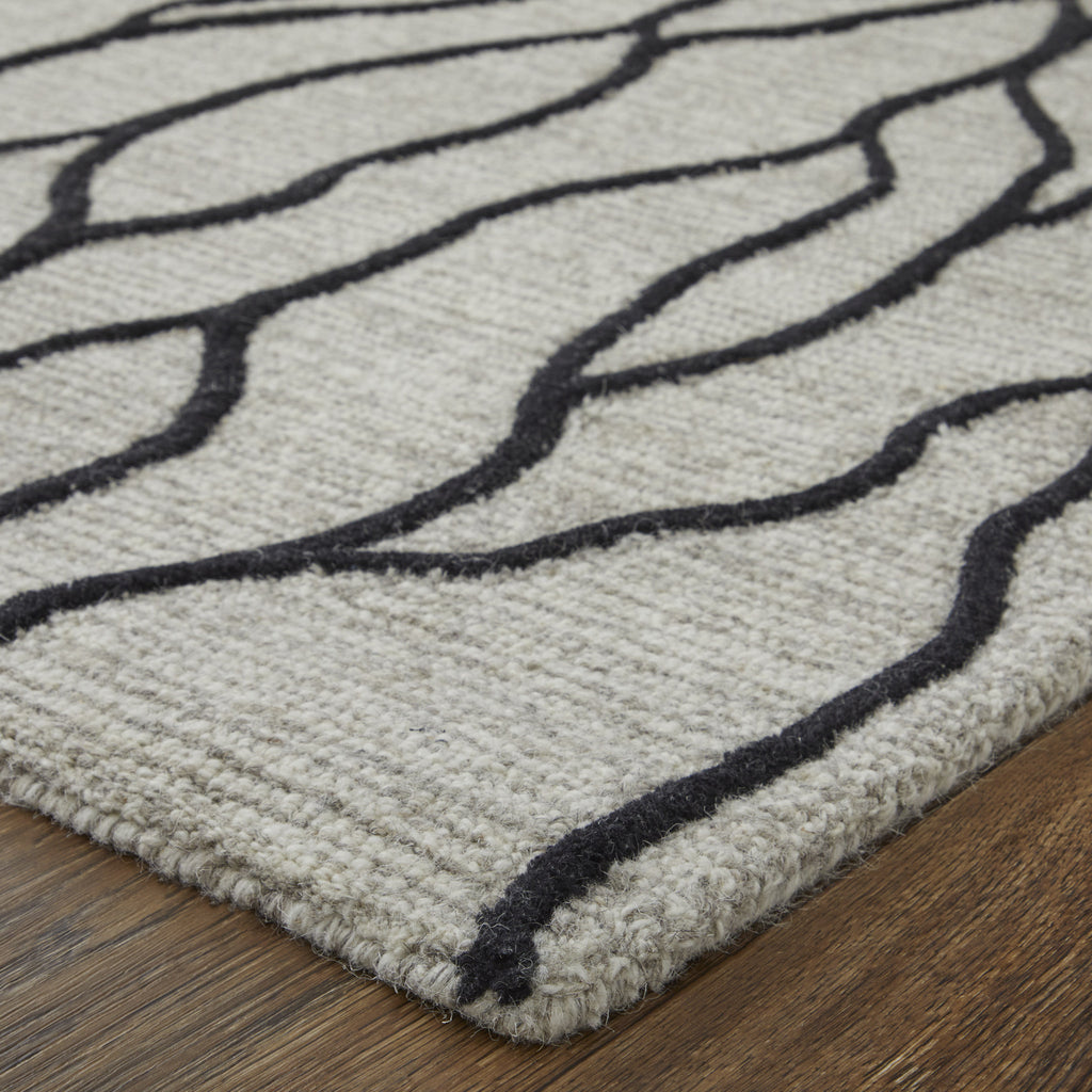 HomeRoots 511847 10 x 13 ft. Taupe Black & Gray Wool Abstract Hand Tufted Handmade Stain Resistant Rectangle Area Rug