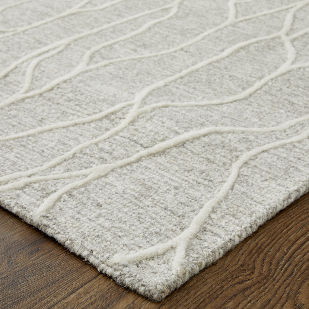 HomeRoots 511852 8 x 11 ft. Taupe & Ivory Wool Abstract Hand Tufted Handmade Stain Resistant Rectangle Area Rug
