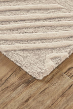 HomeRoots 511865 10 x 13 ft. Tan & Ivory Wool Geometric Hand Tufted Handmade Stain Resistant Rectangle Area Rug