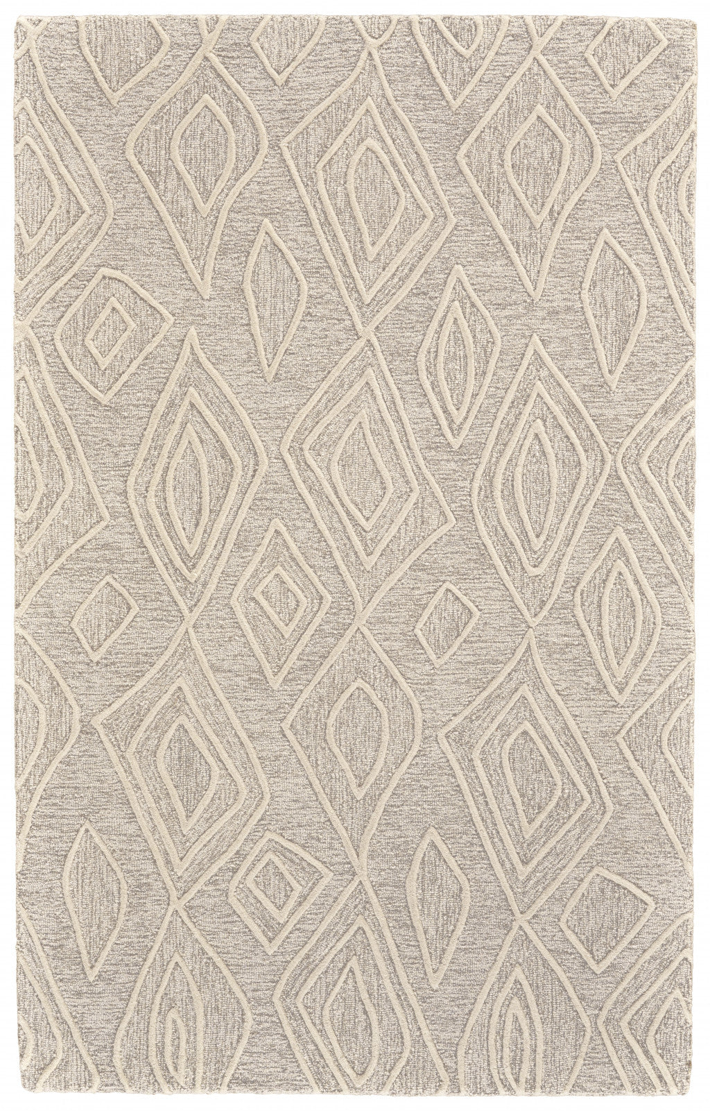 HomeRoots 511870 8 x 11 ft. Tan & Ivory Wool Geometric Hand Tufted Handmade Stain Resistant Rectangle Area Rug
