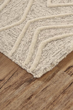 HomeRoots 511871 10 x 13 ft. Tan & Ivory Wool Geometric Hand Tufted Handmade Stain Resistant Rectangle Area Rug
