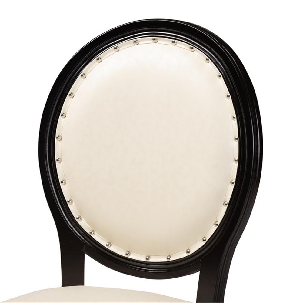 Baxton Studio Louis Traditional French Inspired Beige Faux Leather Upholstered and Black Finished Wood 2-Piece Dining Chair Set