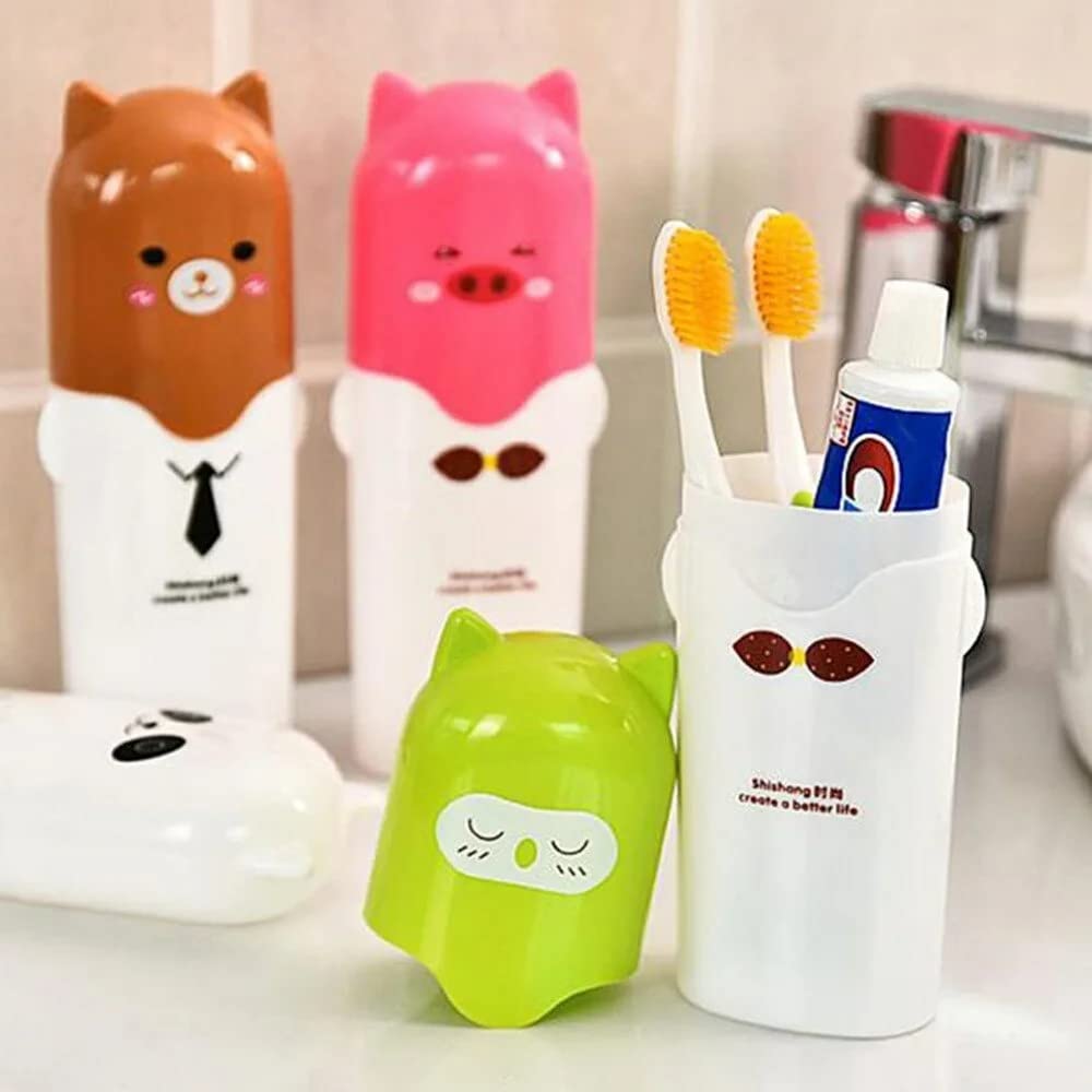 SEAHAVEN Cute Cartoon Shape Travel Toothpaste Toothbrush Holder Cover Case, Kids Toothpaste and Tooth Brush Holder, Tooth Brush