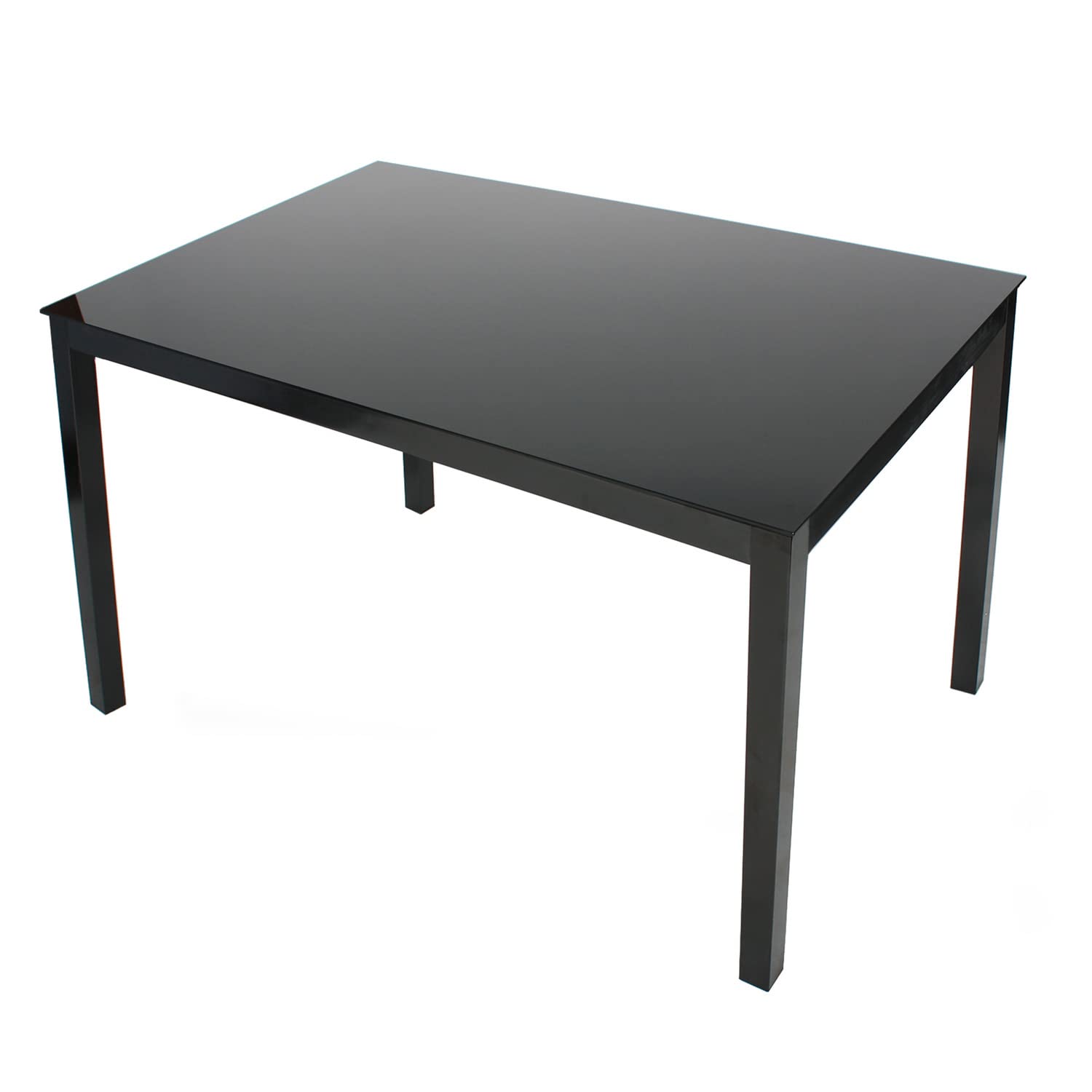 Better Home Products Elliott Tempered Glass Metal Dining Table In Black