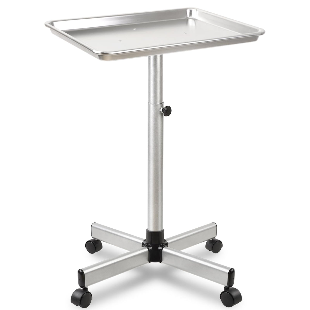Salon Tray Cart,Aluminum Instrument Salon Tray on Wheels,Height Adjustble Storage Utility Cart,Hair Salon Tray,Tattoo Tray on Wh
