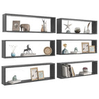 vidaXL Cube Wall Shelves 6 Pieces Grey 100 x 15 x 30 cm in Particle Board