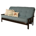 Kodiak Furniture Monterey Queen Espresso Wood Futon-Linen Aqua Blue Mattress