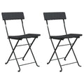 vidaXL 2 pcs Black Folding Bistro Chairs with Durable Poly Rattan and Steel Frame for Garden and Terrace, Easy-to-Store Foldable Design