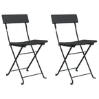 vidaXL 2 pcs Black Folding Bistro Chairs with Durable Poly Rattan and Steel Frame for Garden and Terrace, Easy-to-Store Foldable Design