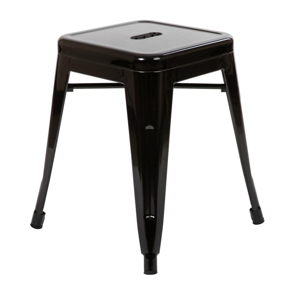 Flash Furniture Metal Dining Table Height Stool - Backless Black Kai Commercial Grade Stool - 18 Inch Stackable Dining Chair - Set of 4