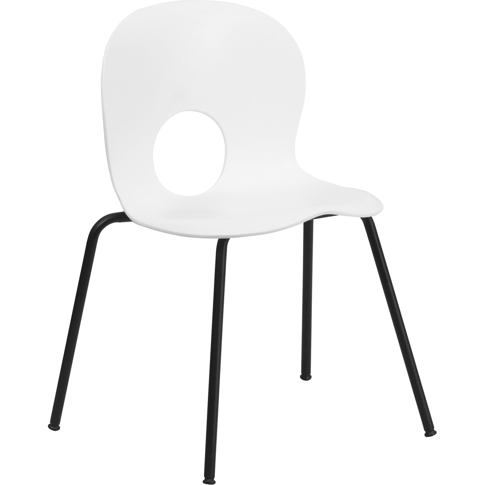 Flash Furniture HERCULES Series 770 lb. Capacity Designer White Plastic Stack Chair with Black Frame