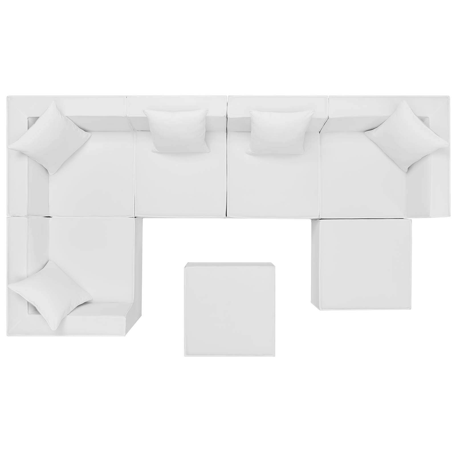 Modway Eei-4387-Whi Saybrook Patio Upholstered Sectional Sofa In White, 7-Piece Set