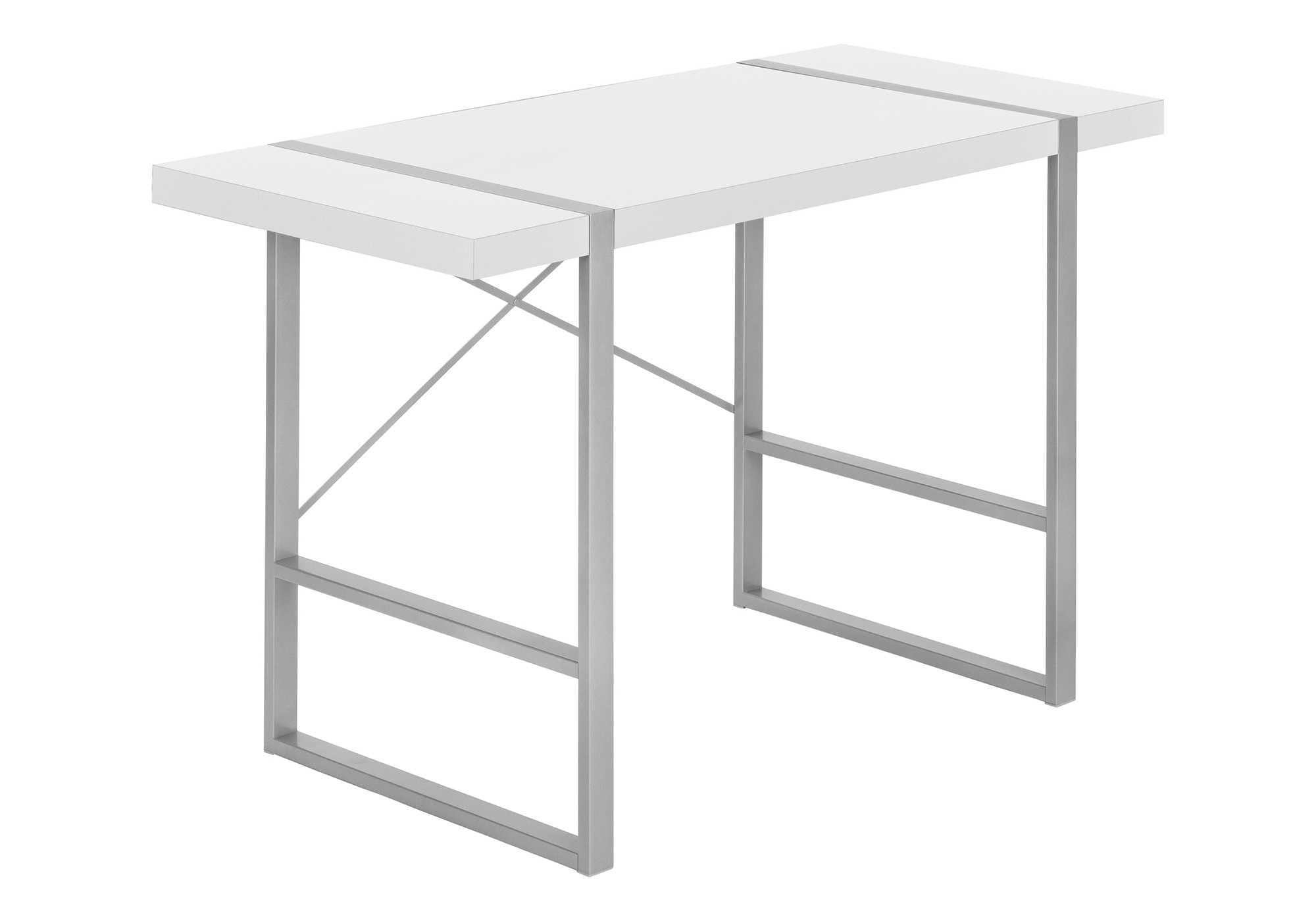 Monarch Specialties I 7663 Computer Desk, Home Office, Laptop, 48' L, Work, Metal, Laminate, White, Grey, Contemporary, Modern