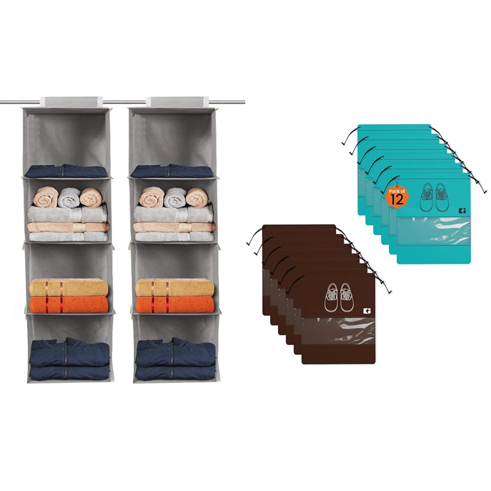 Kuber 4 Shelf Closet Hanging Organizer | Shoe Bag For Travel