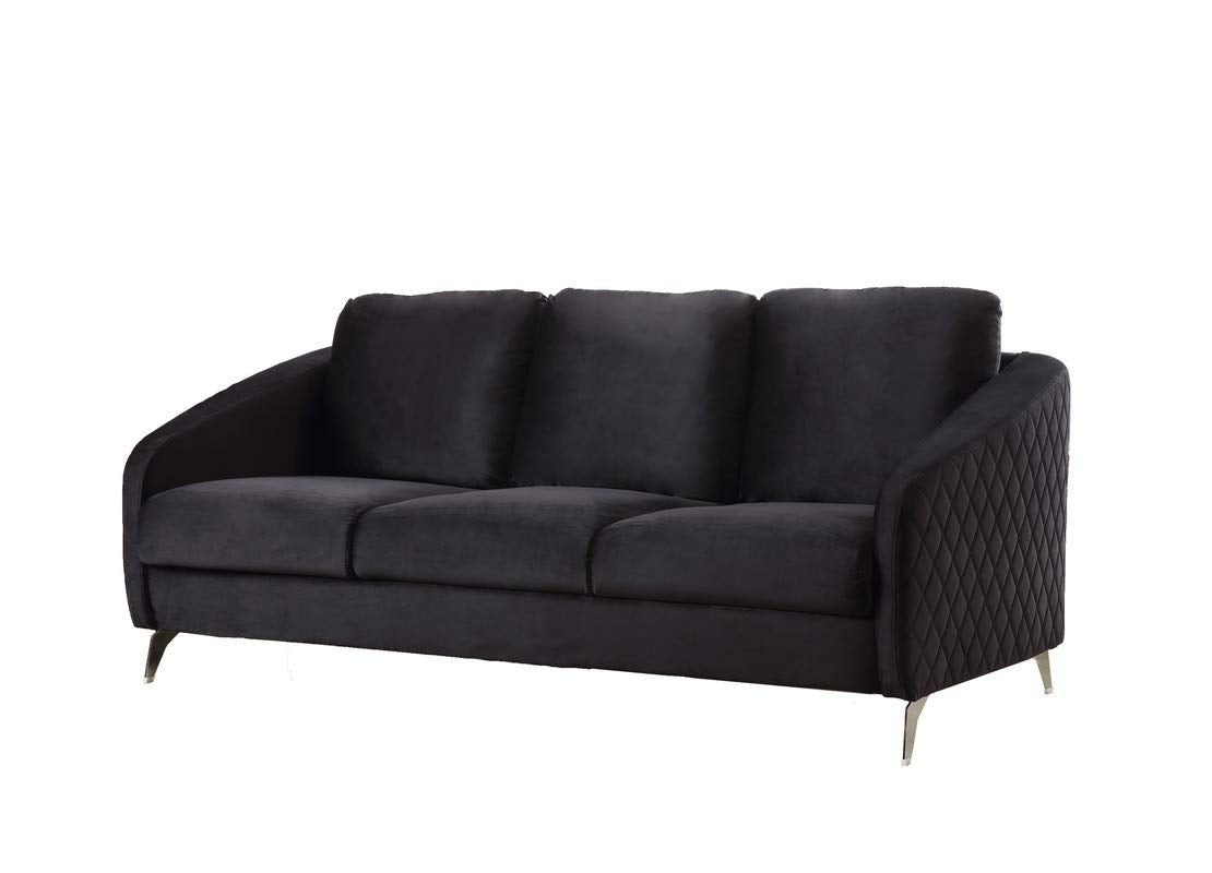 Lilola Home Sofia Black Velvet Modern Chic Sofa Couch