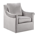Madison Park Deanna Swivel Chair - Solid Wood, Plywood, Metal Base Accent Armchair Modern Classic Style Family Room Sofa Furniture, Grey