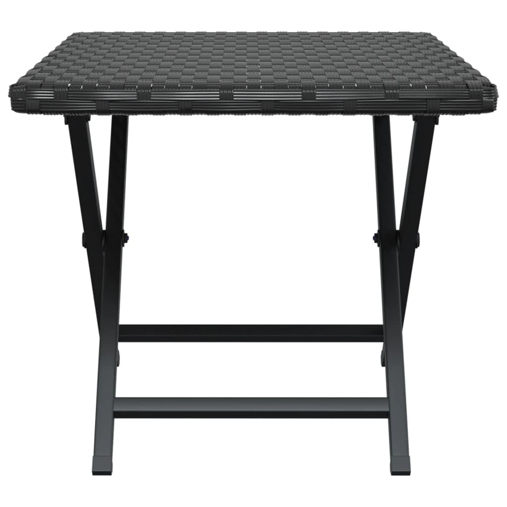 vidaXL Folding Table - Poly Rattan, Black, 17.7"x13.8"x12.6", Foldable Garden/Patio/Balcony Furniture