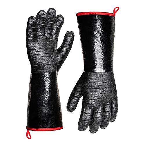 932F Extreme Heat Resistant Gloves For Grill Bbq,Aillary Waterproof Long Sleeve Pit Grill Gloves For Fryer, Baking, Oven,Smoker,