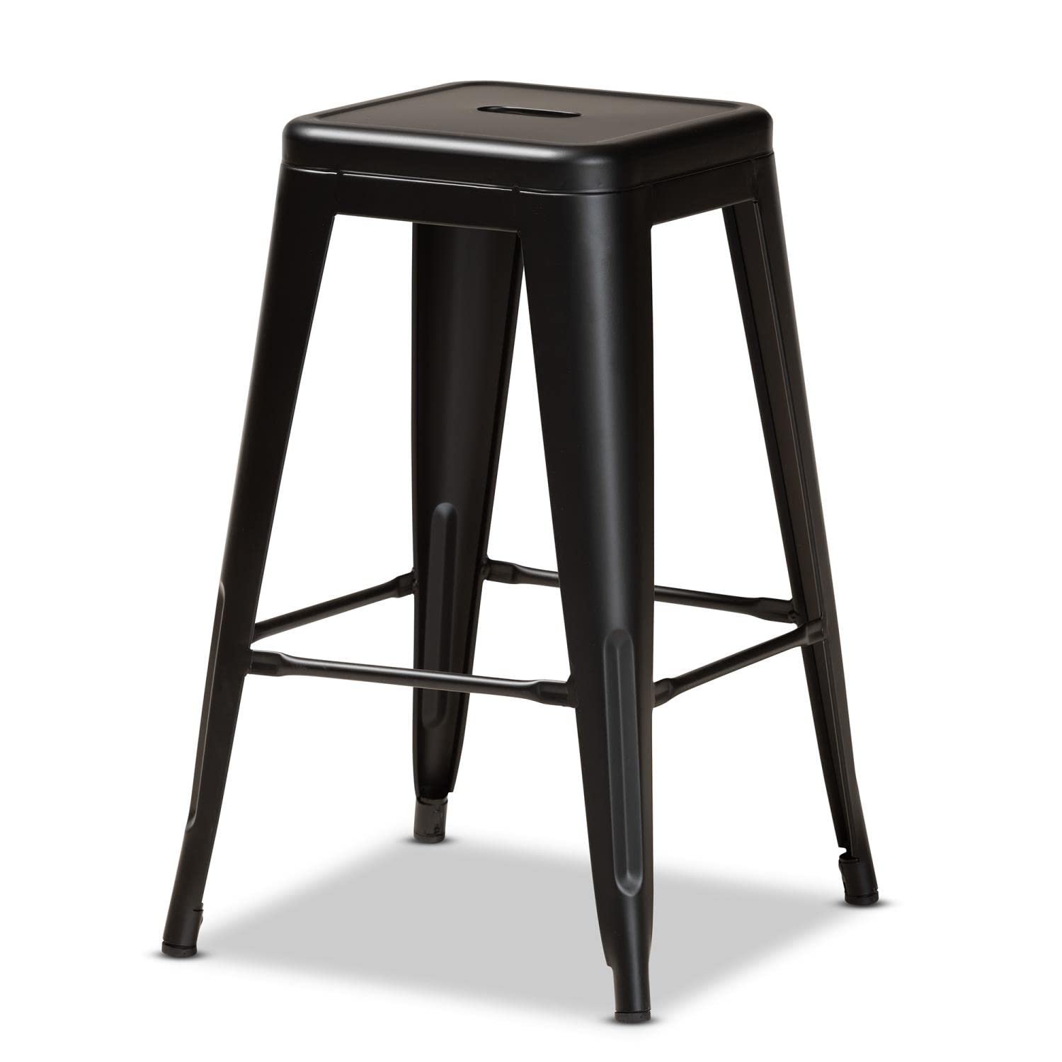 Baxton Studio Horton Modern and Contemporary Industrial Black Finished Metal 4-Piece Stackable Counter Stool Set