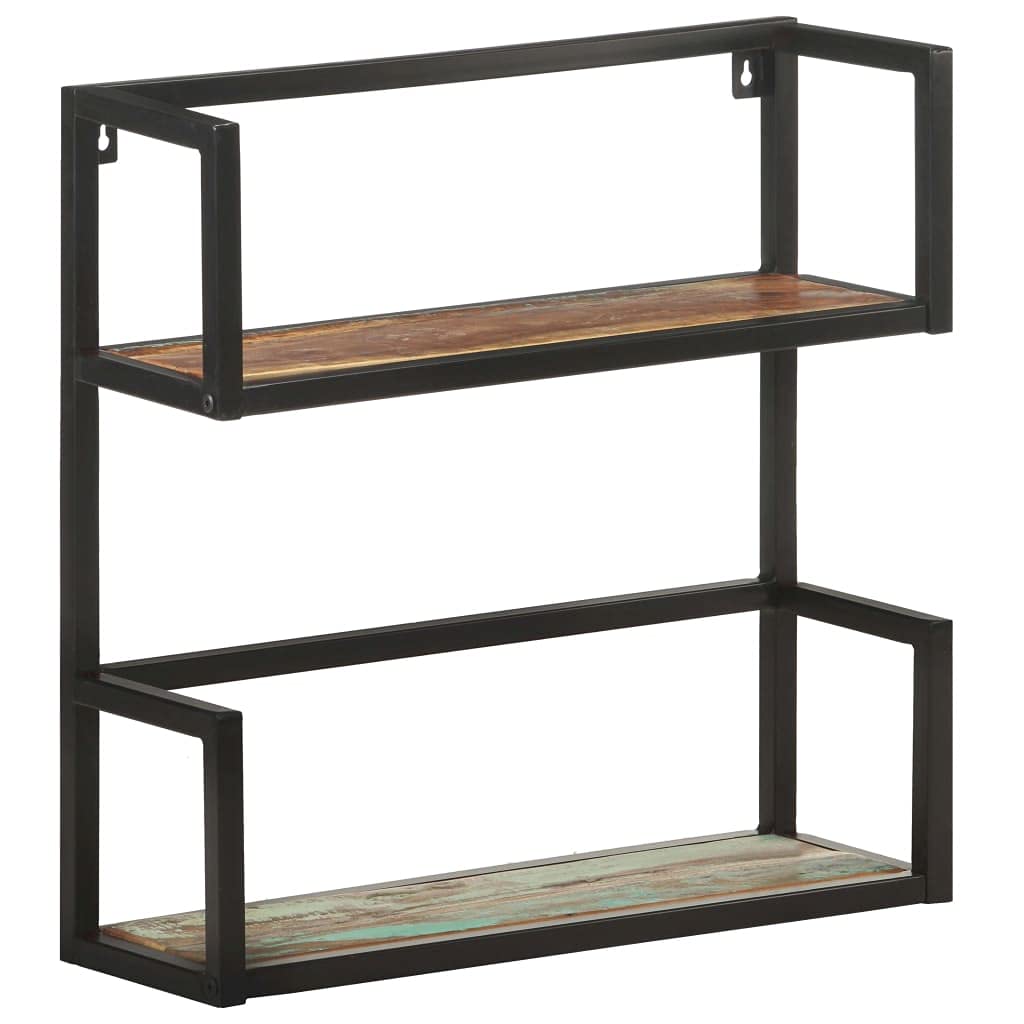 vidaXL Solid Reclaimed Wood Wall Shelf with Iron Frame - Industrial Style Wall Mounted Shelving Unit for Books and Decor - 23.6&quot;x7.9&quot;x23.6&quot;