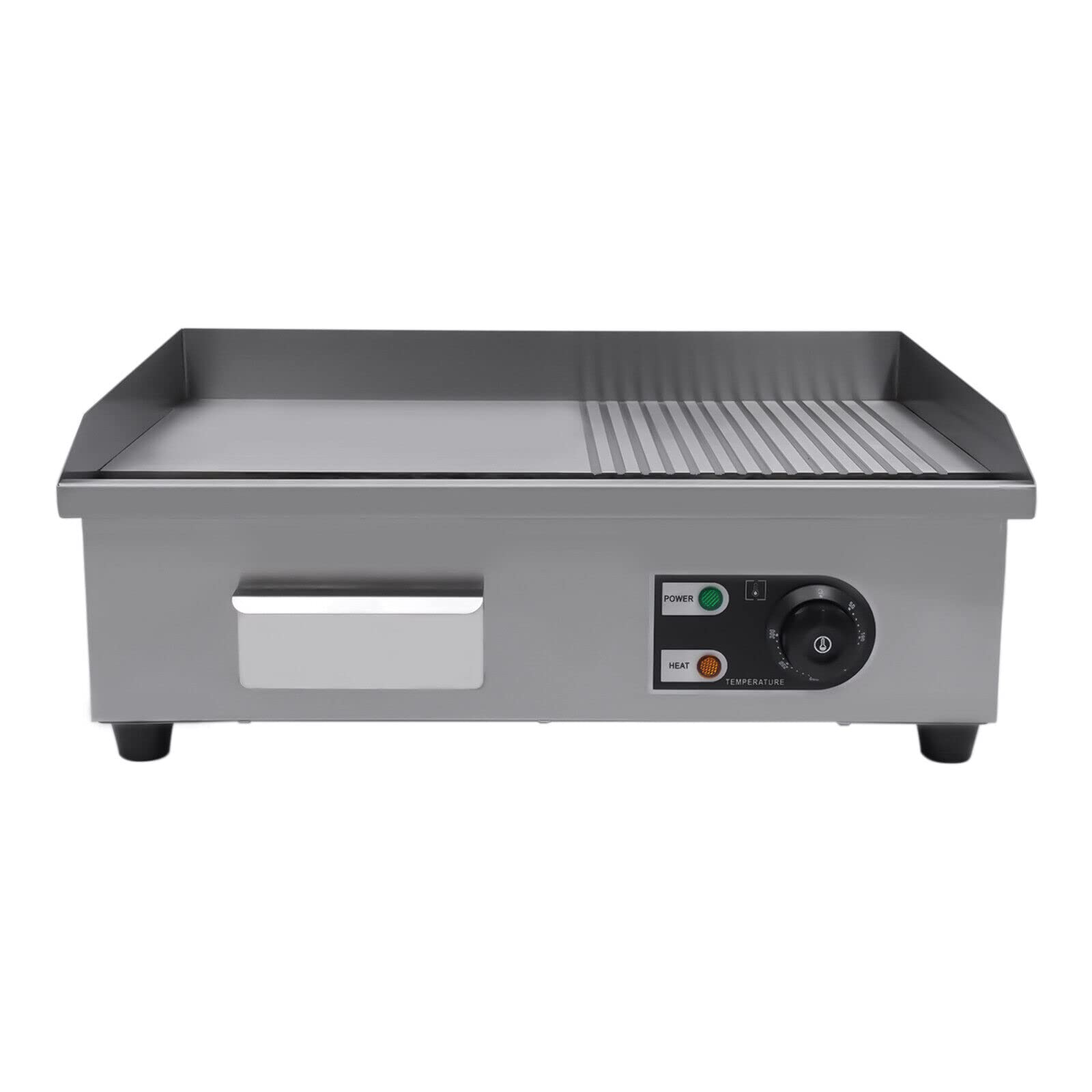 1600W 22' Commercial Electric Countertop Griddle Flat Top Grill Hot Plate Bbq, Rear Grease Trap For Kitchen, Outdoor, Camping,