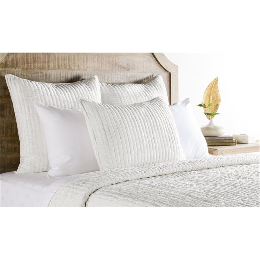 Kosas Home Dimitry 96x92 Rayon Velvet and Cotton Sateen Queen Quilt in Ivory