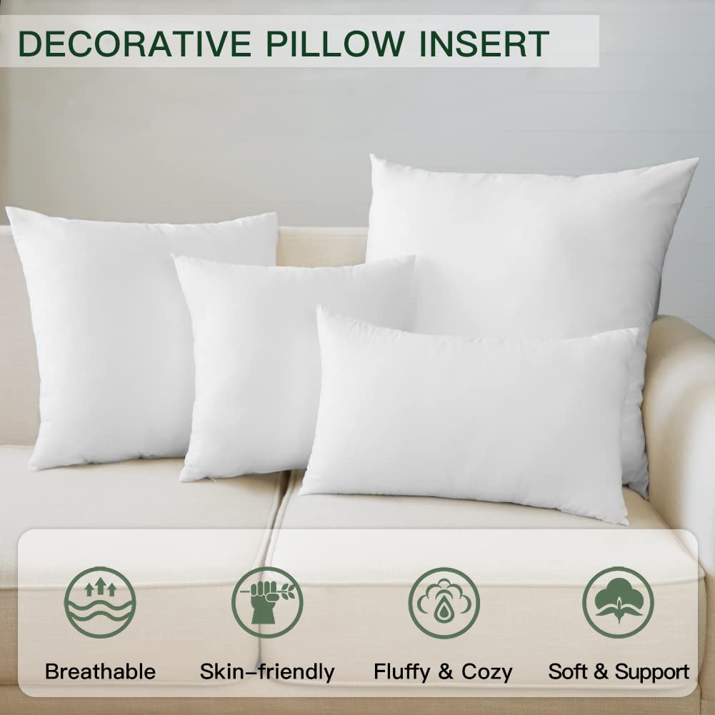 Otostar Pack Of 2 Throw Pillow Inserts, 24 X 24 Square Cushion Inner Soft Fluffy Plump Stuffer Cushion Pads White Decorative Pillow Inserts