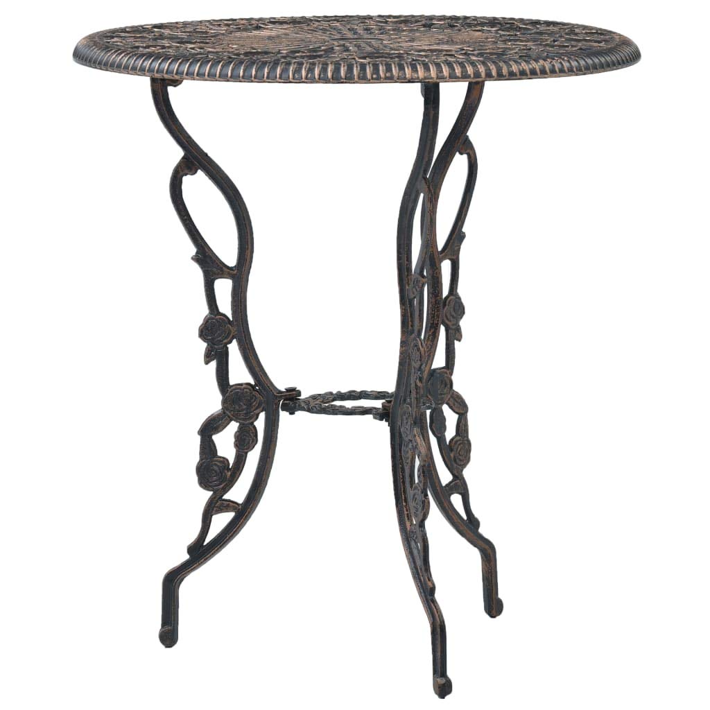 vidaXL 3 Piece Bistro Set, Heavy Duty Cast Aluminum Construction, for Patios, Balconies, Gardens, Bars, and Restaurants, Detailed Floral Design, Weather-Resistant, Assembly Required