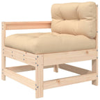 vidaXL Patio Chair with Cushions - Solid Wood Pine, Comfy Armrest/Backrest, Rustic Look, Sturdy & Stable, Modular Design, Enhances Outdoor Decor