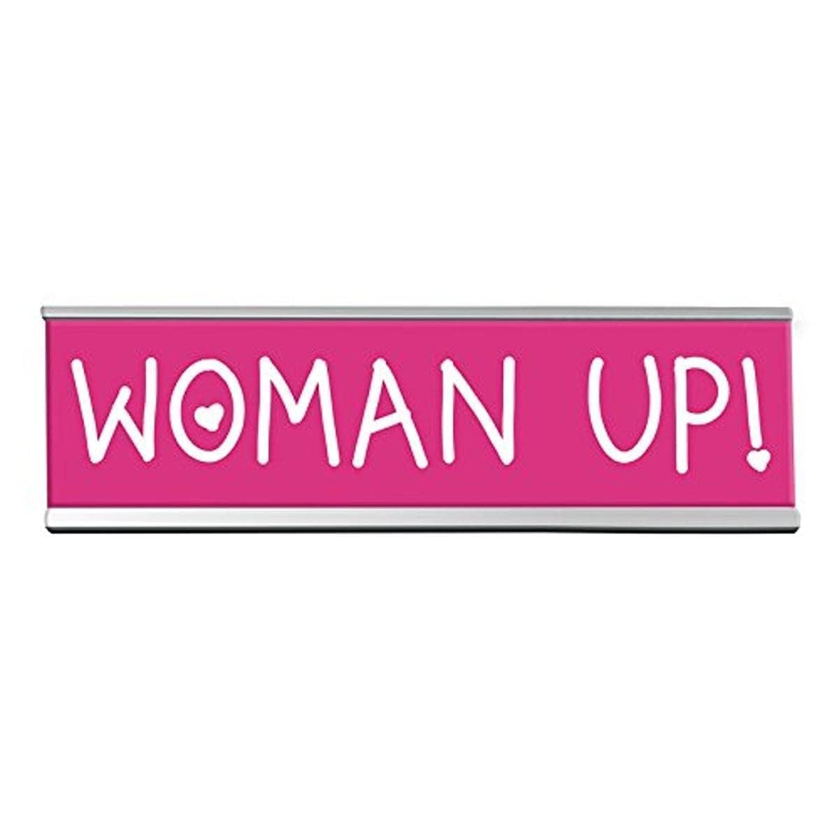Wellspring 'Woman Up!' Acrylic Desk Sign - Witty And Funny Desk Signs For Office, Perfect Office Gifts For Boss & Co Workers -