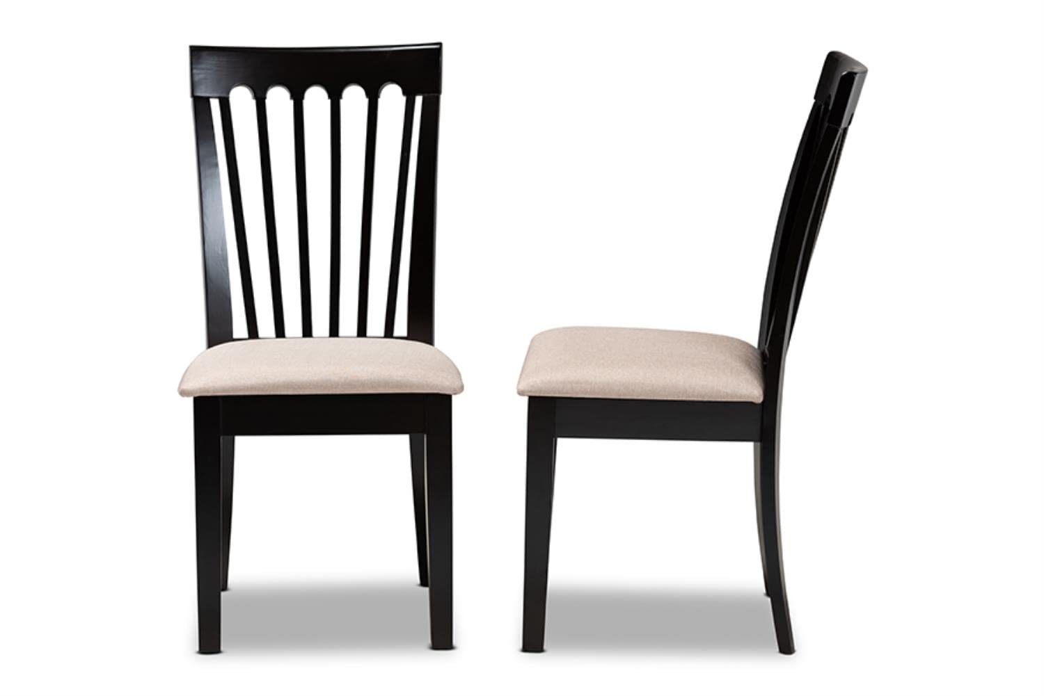 Baxton Studio Minette Modern and Contemporary Sand Fabric Upholstered Espresso Brown Finished 2-Piece Wood Dining Chair Set