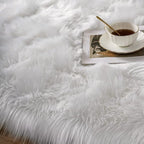 Orinova White Faux Sheepskin Shag Fur Rug Washable Area Rugs For Living Room Nursery Rugs For Bedroom 2X3 Rectange Rug Cute Home