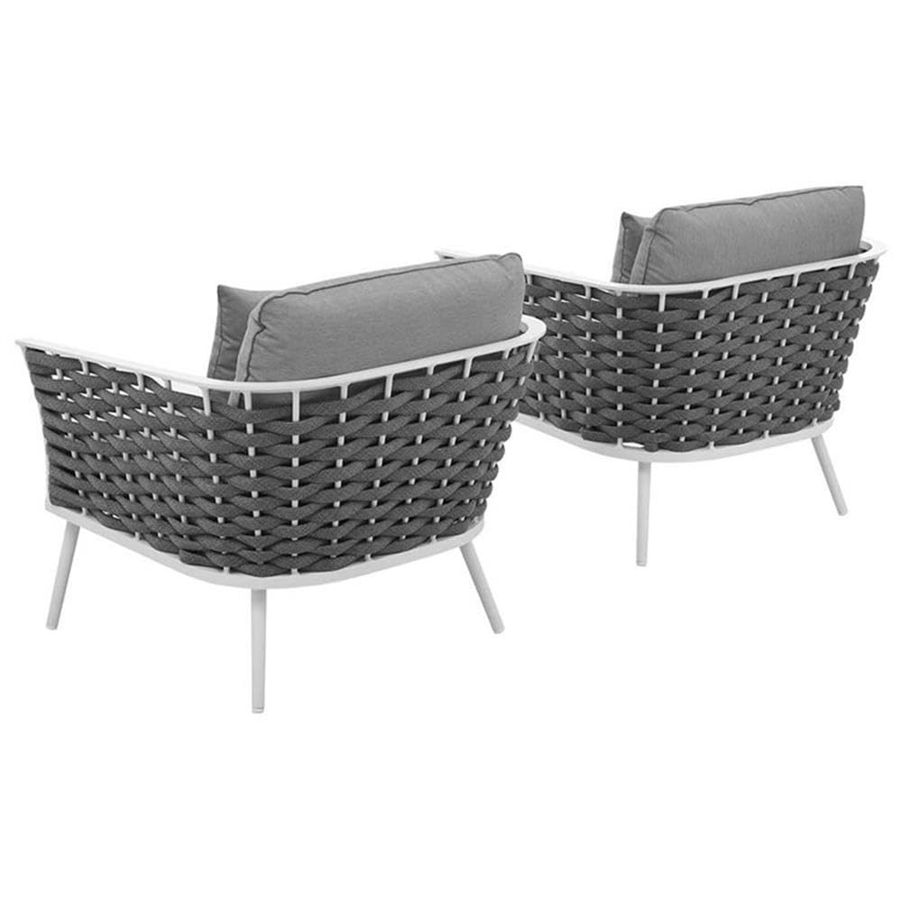 Modway Furniture Eei-3162-Whi-Gry-Set Stance Outdoor Patio Aluminum Armchair White Gray - Set Of 2
