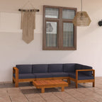 vidaXL Modern Patio Lounge Set with Dark Gray Cushions - Comfortable Seating with 3 Sofas, Acacia Wood Construction for Outdoor Area