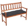 vidaXL Classic Patio Bench with Cushion: Solid Acacia Wood Construction, Easy Assembly, Suitable for Outdoor Use, Comfortable Seating with Backrest and Armrests, Includes Secure Cushion - Anthracite