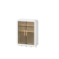 Sewanio Bathroom Organizer Without Drill | Plastic Wall Mounted Storage Cabinet With Magic Stickers | Adjustable Shelves & Door 