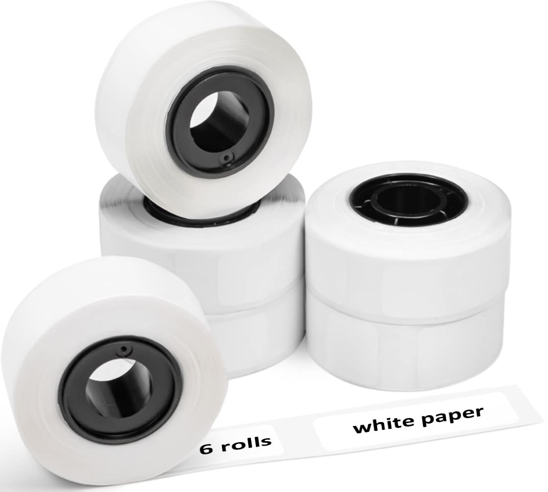 Phomemo D30 6 Roll Adhesive White Label Paper 1/2' X 1 1/2' (12Mm X 40Mm) 160 Labels/Roll, Black On White,For Home Office Scho