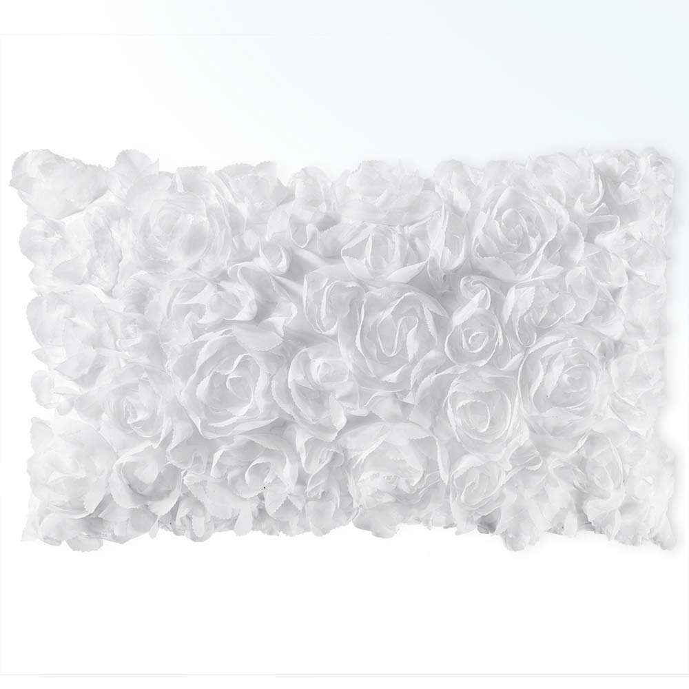 Miulee 3D Decorative Spring Romantic Stereo Chiffon Rose Flower Pillow Cover Solid Square Pillowcase For Valentines Day Decorati