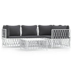vidaXL 5 Piece Patio Lounge Set with Cushions White Steel