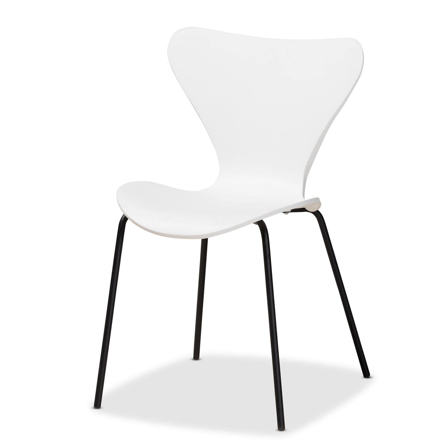 Baxton Studio Jaden Modern and Contemporary White Plastic and Black Metal 4-Piece Dining Chair Set