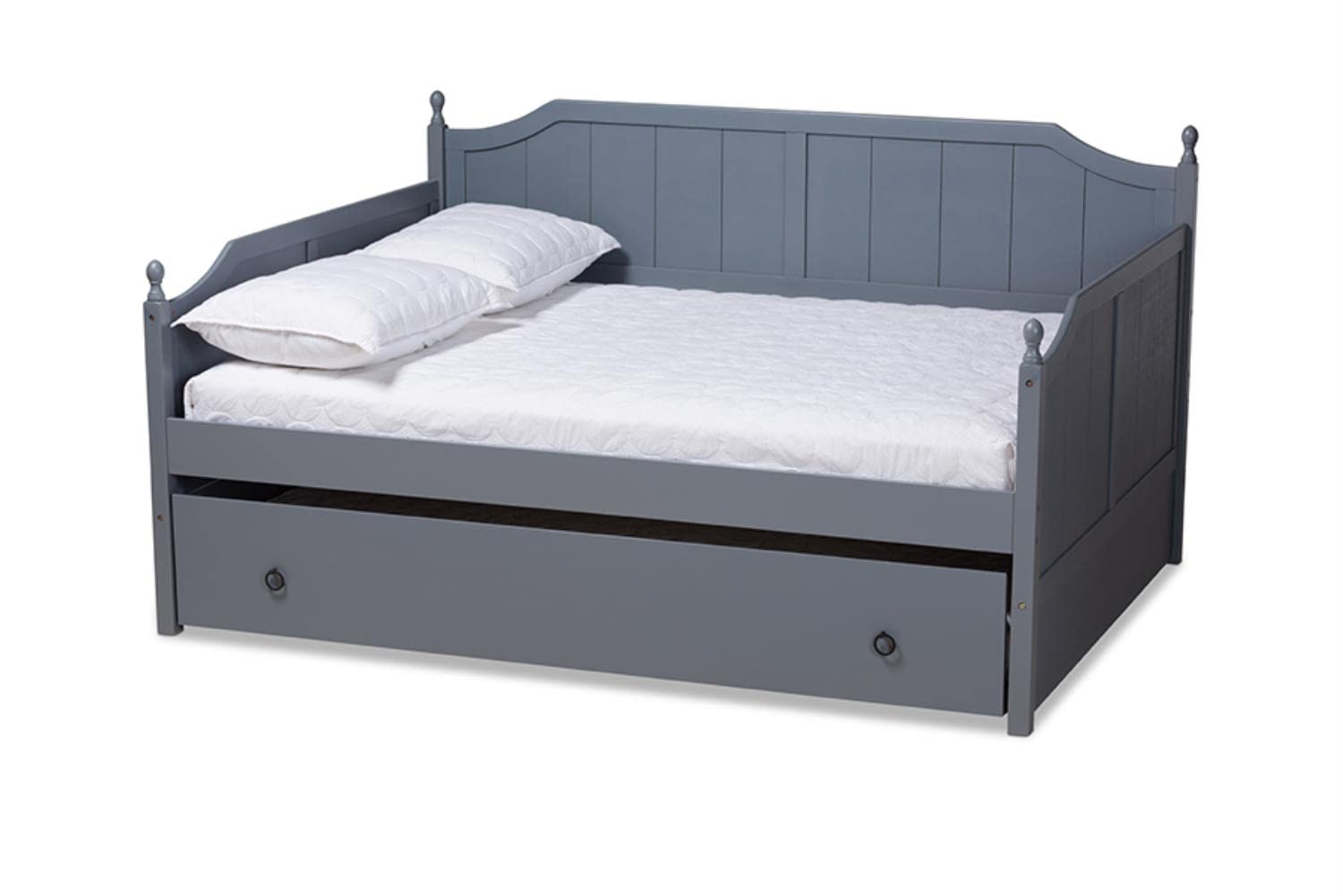 Baxton Studio Millie Cottage Farmhouse Grey Finished Wood Full Size Daybed with Trundle
