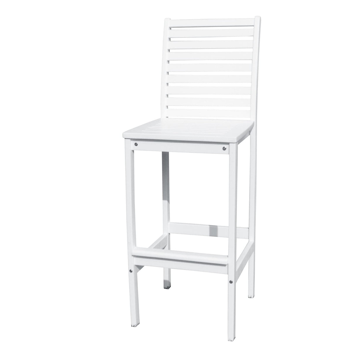 HomeRoots Wood: Acacia White Bar Chair with Horizontal Slats