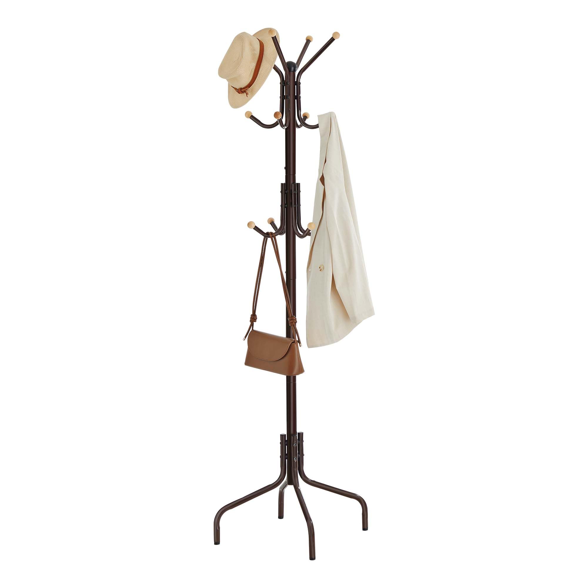 SONGMICS Coat Rack Freestanding, Metal Coat Rack Stand with 12 Hooks and 4 Legs, Coat Tree, Holds Clothes, Hats, and Bags, for E