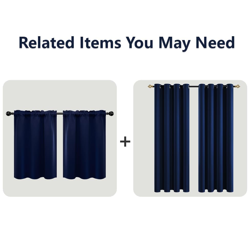 Mrs.Naturall Navy Blue Curtains 72X90 Inch Length For Bedroom 2 Panels Blackout Room Darkening Curtains