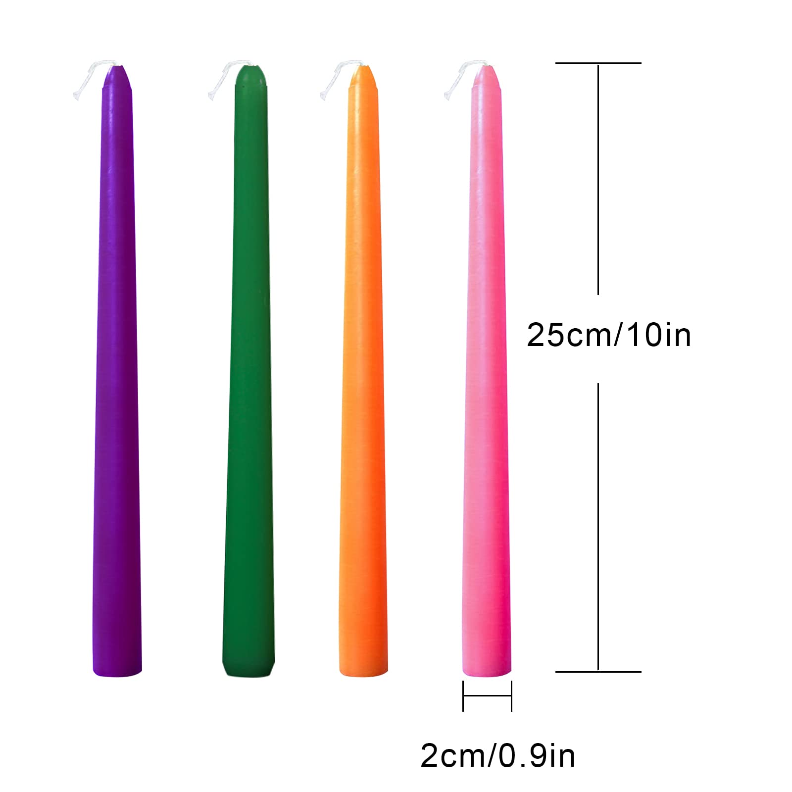 10 Inch Orange Taper Candles-Set Of 4 Tapered Candle -Dripless And Smokeless,Tall Candlesticks, Home Dinner, Party, Wedding, Hal