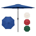 Yssoa 9' Patio Umbrella Outdoor Table Market Yard Umbrella With 8 Sturdy Ribs, Blue