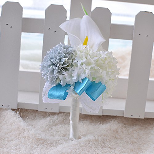 Abbie Home White Calla Boutonniere Daisy Brooch Pin Flower for Prom Party Bridesmaid on Wedding