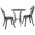 vidaXL 3 Piece Bistro Set, Heavy Duty Cast Aluminum Construction, for Patios, Balconies, Gardens, Bars, and Restaurants, Detailed Floral Design, Weather-Resistant, Assembly Required
